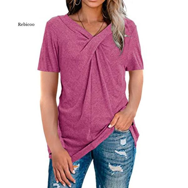 women's t-shirt summer t-shirts women cross v-neck casual solid short sleeve ladies stylish black tee shirts large size, White
women's t-shirt summer t-shirts women cross v-neck casual solid short sleeve ladies stylish black tee shirts large size, White