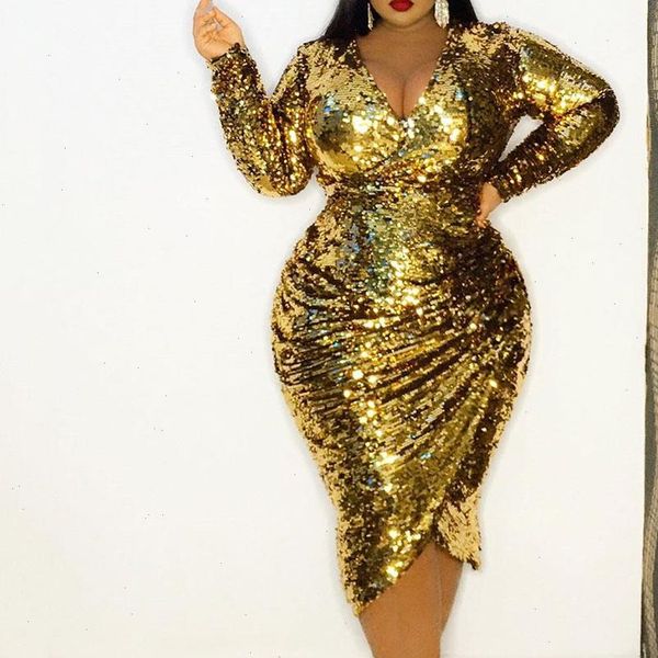women dresses plus size golden sequins dress v neck long sleeve club party night vestidos cocktai, Black;gray
women dresses plus size golden sequins dress v neck long sleeve club party night vestidos cocktai, Black;gray