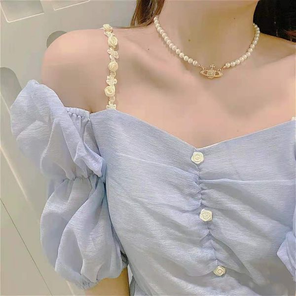 design jewelry west empress dowager saturn minority girls glass pearl clavicle neck chain fashion set zircon necklace, Silver
design jewelry west empress dowager saturn minority girls glass pearl clavicle neck chain fashion set zircon necklace, Silver