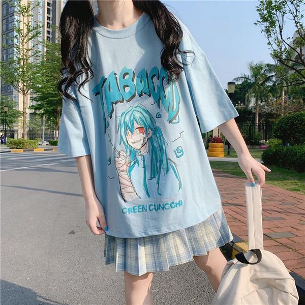 women's t-shirt cartoon print short sleeve vintage casual oversize fashion manga grunge clothes 90s aesthetic harajuku shirt japanese s, White
women's t-shirt cartoon print short sleeve vintage casual oversize fashion manga grunge clothes 90s aesthetic harajuku shirt japanese s, White