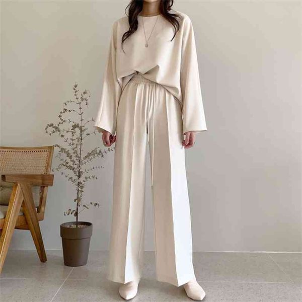 fall/winter lazy round neck loose long-sleeved + high-waisted straight leg thin wide-leg casual pants women gx1318 210507, White
fall/winter lazy round neck loose long-sleeved + high-waisted straight leg thin wide-leg casual pants women gx1318 210507, White
