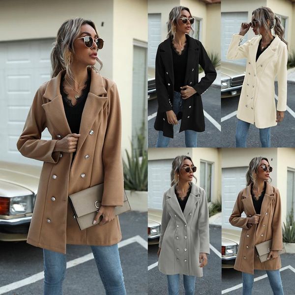 women's wool & blends spring, autumn and winter outer wear coats in the long button lapel woolen coat trend is, Black
women's wool & blends spring, autumn and winter outer wear coats in the long button lapel woolen coat trend is, Black