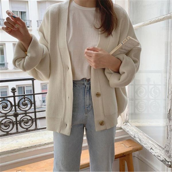 women's knits & tees basic coats 2021 winter spring sweaters v-neck buttons cardigans oversized fashionable korean lady knitwears, White
women's knits & tees basic coats 2021 winter spring sweaters v-neck buttons cardigans oversized fashionable korean lady knitwears, White