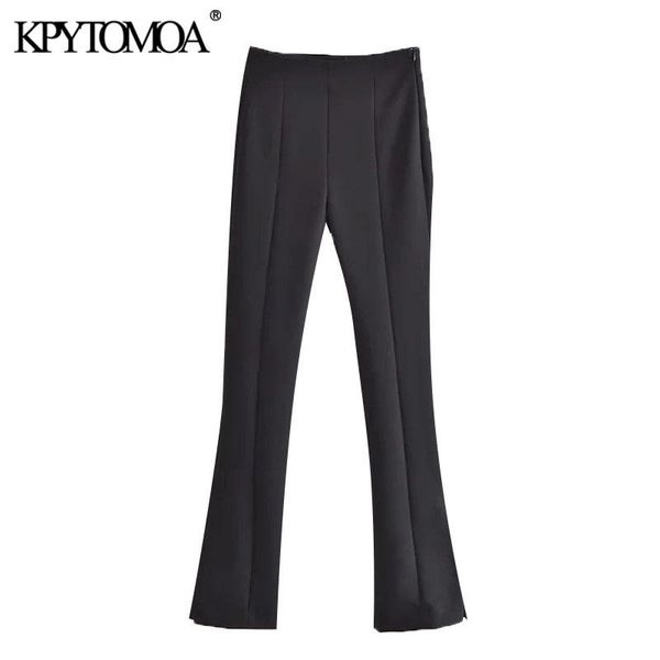 women's pants & capris kpytomoa women 2021 chic fashion with side vents flare vintage high waist zipper female trousers mujer, Black;white
women's pants & capris kpytomoa women 2021 chic fashion with side vents flare vintage high waist zipper female trousers mujer, Black;white