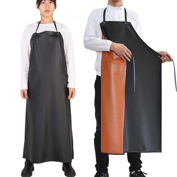 black pvc waterproof oil proof thickened soft leather sleeve food and aquatic slaughtering canteen apron labor protection
black pvc waterproof oil proof thickened soft leather sleeve food and aquatic slaughtering canteen apron labor protection