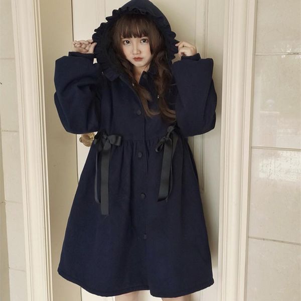 casual dresses winter chic woman woolen plus thick blue dress loose vintage hooded lantern sleeve temperament lolita cute top, Black;gray
casual dresses winter chic woman woolen plus thick blue dress loose vintage hooded lantern sleeve temperament lolita cute top, Black;gray