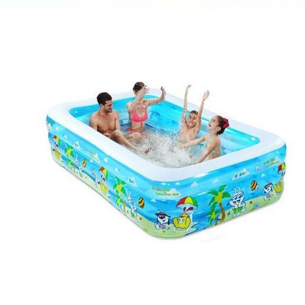 large family tricyclic inflatable pool summer water swimming play bathtub sky blue & accessories