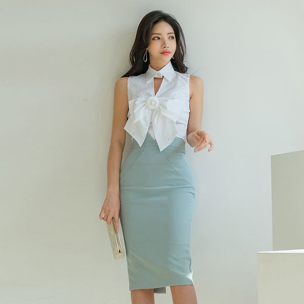 dresses summer work 2 pieces set women bow sleeveless blouses + high waist sheath pencil bodycon skirt occupation sets, White
dresses summer work 2 pieces set women bow sleeveless blouses + high waist sheath pencil bodycon skirt occupation sets, White