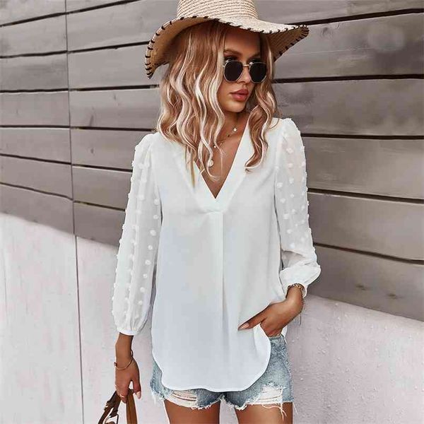 chiffon loose women's shirt summer long-sleeved casual v-neck full holiday style and blouse 210508, White
chiffon loose women's shirt summer long-sleeved casual v-neck full holiday style and blouse 210508, White