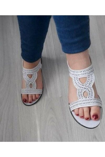 women's white sandals, Black