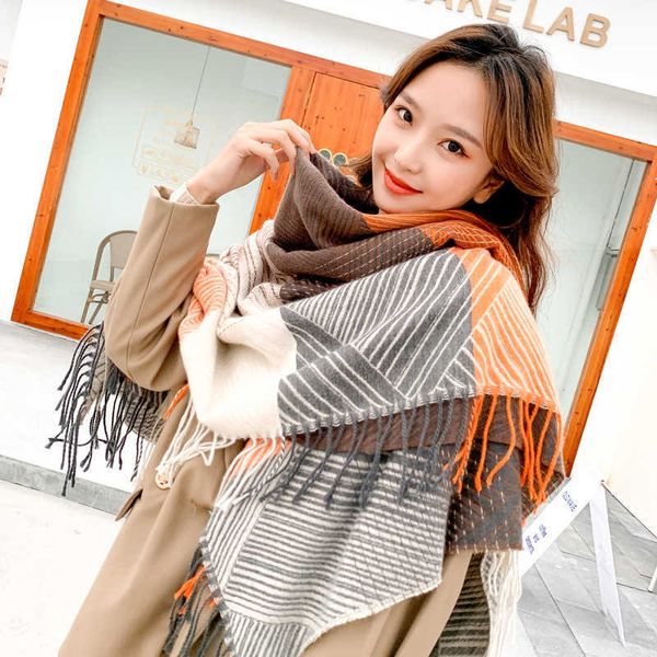 20 autumn and winter square imitation cashmere color matching scarf tassel shawl korean bib women, Blue;gray
20 autumn and winter square imitation cashmere color matching scarf tassel shawl korean bib women, Blue;gray