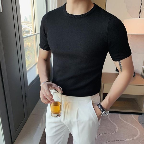 men's 2021t summer short sleeve shirt or crew neck sweater casual slim fitting tights breathable and comfortable t-shirts, White;black
men's 2021t summer short sleeve shirt or crew neck sweater casual slim fitting tights breathable and comfortable t-shirts, White;black