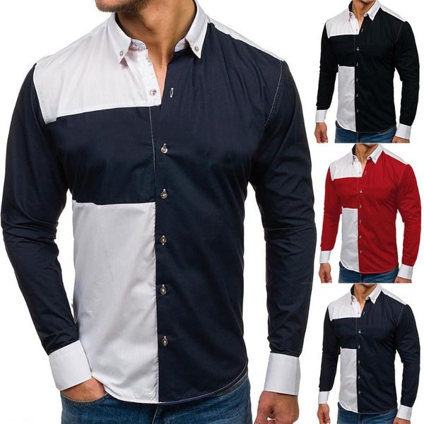 men's casual shirts european and american style two-color stitching slim contrast fashion shirt retro classic luxury design, White;black
men's casual shirts european and american style two-color stitching slim contrast fashion shirt retro classic luxury design, White;black