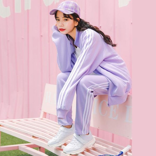 two piece dress spring autumn preppy style cotton sports suits loose casual 2 pants sets womens coats red black blue purple suit set s227, White
two piece dress spring autumn preppy style cotton sports suits loose casual 2 pants sets womens coats red black blue purple suit set s227, White