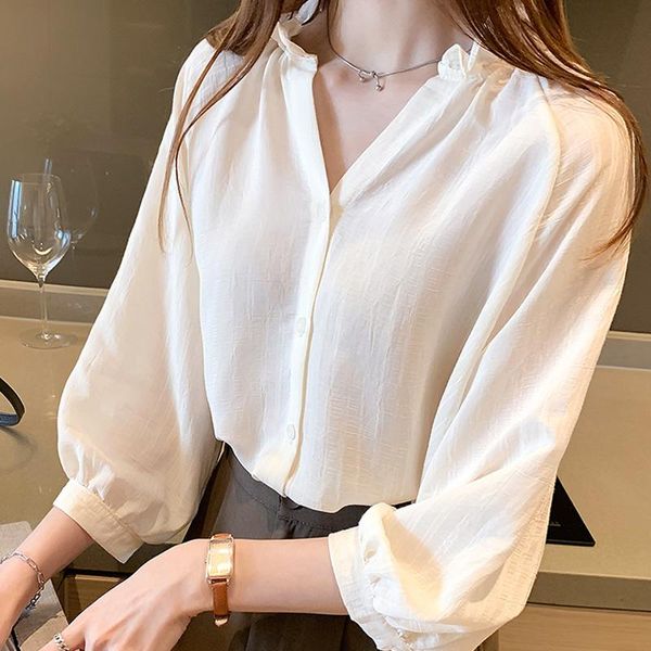 women's blouses & shirts shirt womens spring 2021 office lady three quarter sleeve chiffon solid loose single breasted thin v-neck wom, White
women's blouses & shirts shirt womens spring 2021 office lady three quarter sleeve chiffon solid loose single breasted thin v-neck wom, White