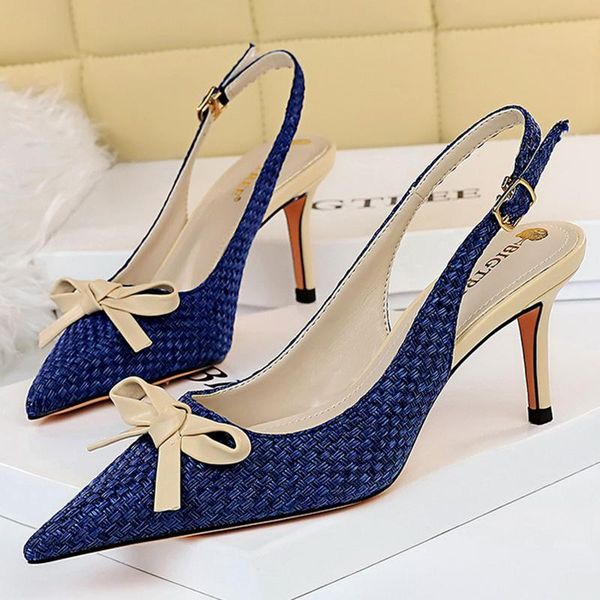 sandals 2021 summer women blue 7cm high heels lady kitten low slingback bowknot weave designer kawaii shoes, Black
sandals 2021 summer women blue 7cm high heels lady kitten low slingback bowknot weave designer kawaii shoes, Black