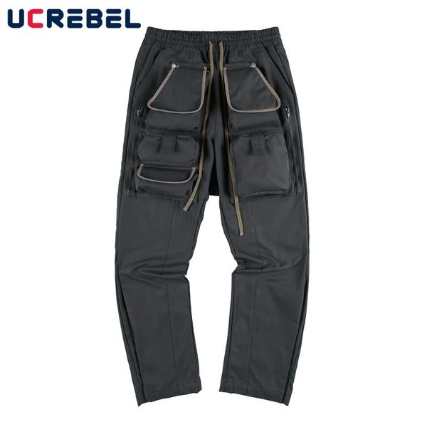 men's pants multi-pocket cargo mens high street straight-leg streetwear elastic waist casual trousers men, Black
men's pants multi-pocket cargo mens high street straight-leg streetwear elastic waist casual trousers men, Black