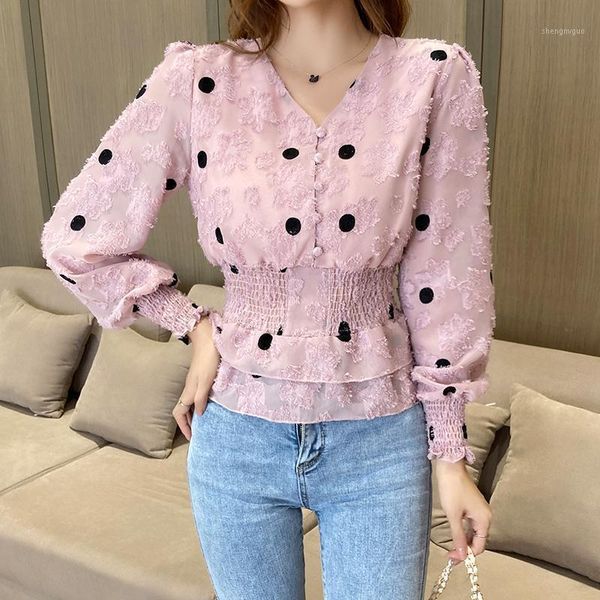 polka dot blouse women ruffle pink 2021 spring summer v-neck long sleeve cut chiffon flower shirt elastic waist shirts women's blouses, White
polka dot blouse women ruffle pink 2021 spring summer v-neck long sleeve cut chiffon flower shirt elastic waist shirts women's blouses, White