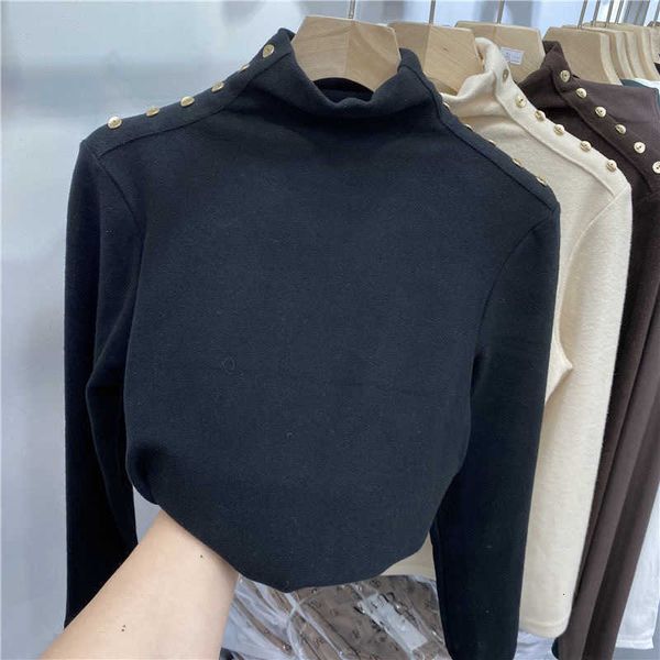 women's sweaters foreign style dign feeling ground wool half high neck plush long sleeve t-shirt women's autumn and winter button, White;black
women's sweaters foreign style dign feeling ground wool half high neck plush long sleeve t-shirt women's autumn and winter button, White;black