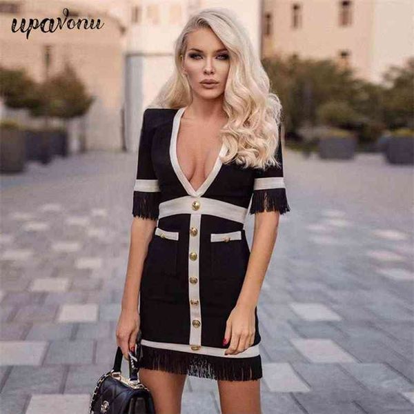 summer bandage dress women v-neck short sleeve single breasted fringed bodycon club party vestidos 210524, Black;gray
summer bandage dress women v-neck short sleeve single breasted fringed bodycon club party vestidos 210524, Black;gray
