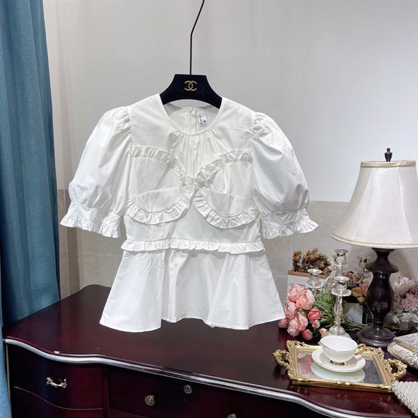 2021 summer fashion wooden ear fake two-piece shirt womens puff sleeve ruffled hem waist-controlled blusas elegant blouse, White
2021 summer fashion wooden ear fake two-piece shirt womens puff sleeve ruffled hem waist-controlled blusas elegant blouse, White