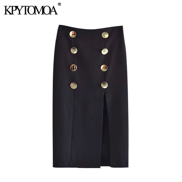 women chic fashion with buttoned front slit midi pencil skirt vintage high waist back zipper female skirts mujer 210416, Black
women chic fashion with buttoned front slit midi pencil skirt vintage high waist back zipper female skirts mujer 210416, Black