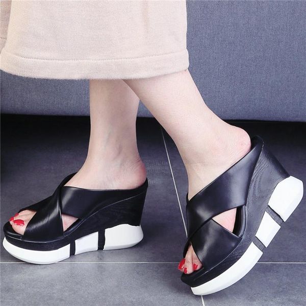 punk slippers women genuine leather wedges high heel gladiator sandals female open toe platform pumps shoes fashion sneakers, Black
punk slippers women genuine leather wedges high heel gladiator sandals female open toe platform pumps shoes fashion sneakers, Black