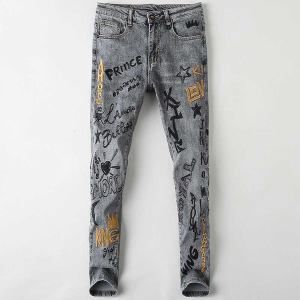 men's jeans american streetwear fashion retro gray elastic slim fit printed embroidery designer hip hop denim punk pants 52el, Blue
men's jeans american streetwear fashion retro gray elastic slim fit printed embroidery designer hip hop denim punk pants 52el, Blue