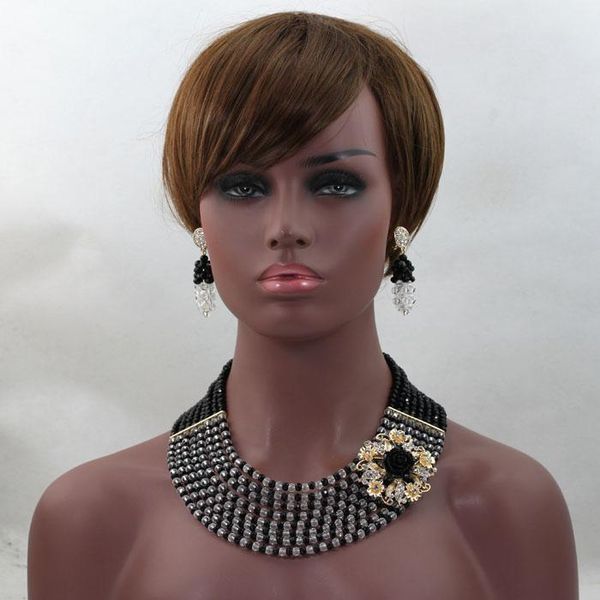 earrings & necklace luxury black&translucent african beads for party jewelry set splendid nigerian 2021 handmade hx375, Silver
earrings & necklace luxury black&translucent african beads for party jewelry set splendid nigerian 2021 handmade hx375, Silver