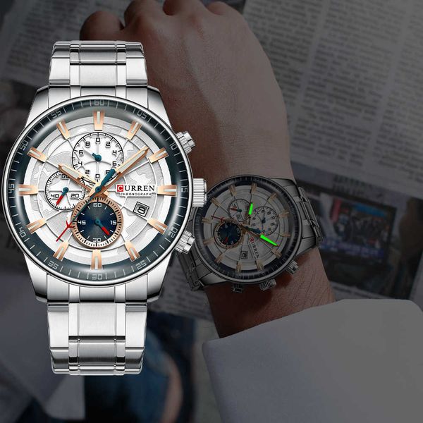 mens watches curren fashion stainless steel brand luxury casual chronograph quartz wristwatch for male 210728, Slivery;brown
mens watches curren fashion stainless steel brand luxury casual chronograph quartz wristwatch for male 210728, Slivery;brown
