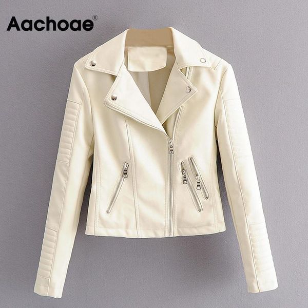 aachoae lady pu leather jacket streetwear long sleeve solid coat female zipper pleated short outerwear 2021 spring autumn women's & fa, Black
aachoae lady pu leather jacket streetwear long sleeve solid coat female zipper pleated short outerwear 2021 spring autumn women's & fa, Black