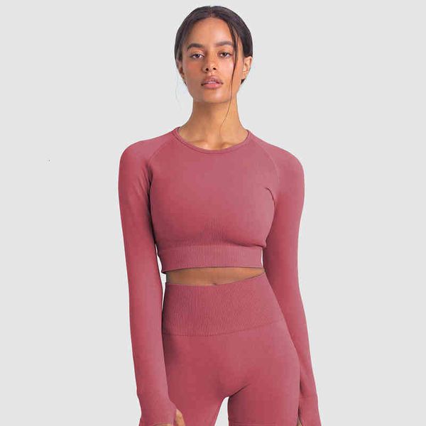women's t-shirt 2021 knitted seamls running sports long sleeve multi color fitns yoga suit, White
women's t-shirt 2021 knitted seamls running sports long sleeve multi color fitns yoga suit, White