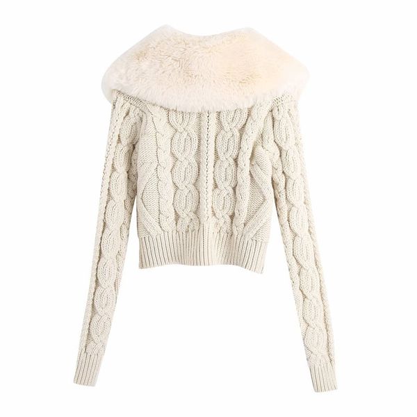 sweaters fashion faux fur patchwork lapel long sleeves women's sweater knitted coat vintage beige short chic female, White;black
sweaters fashion faux fur patchwork lapel long sleeves women's sweater knitted coat vintage beige short chic female, White;black