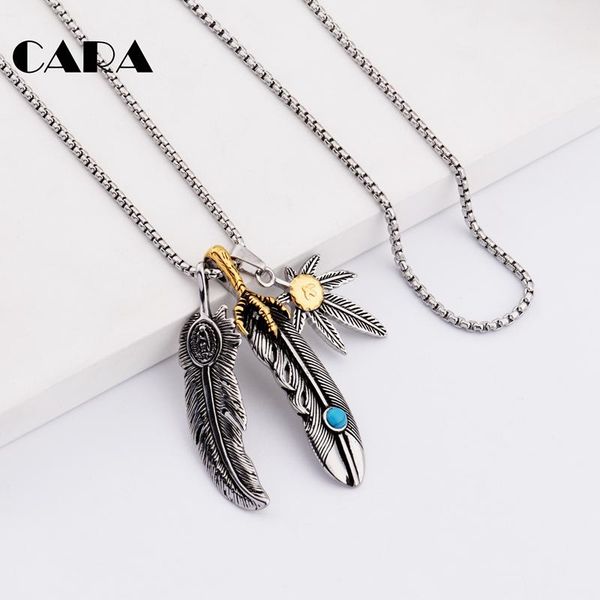 pendant necklaces cara mens 3pcs pendants necklace 316l stainless steel feather stylish hip hop jewelries cagf0301, Silver
pendant necklaces cara mens 3pcs pendants necklace 316l stainless steel feather stylish hip hop jewelries cagf0301, Silver