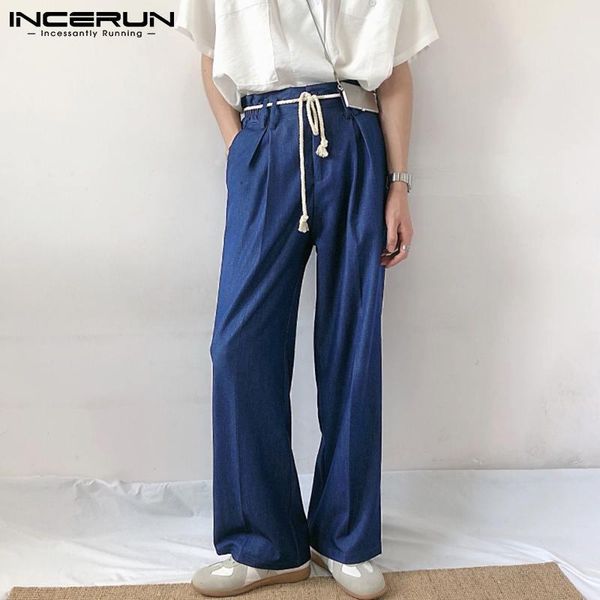 men's pants fashion korea style drape wide leg trousers handsome pantalones loose tie decoration straight s-5xl 2021 incerun, Black
men's pants fashion korea style drape wide leg trousers handsome pantalones loose tie decoration straight s-5xl 2021 incerun, Black