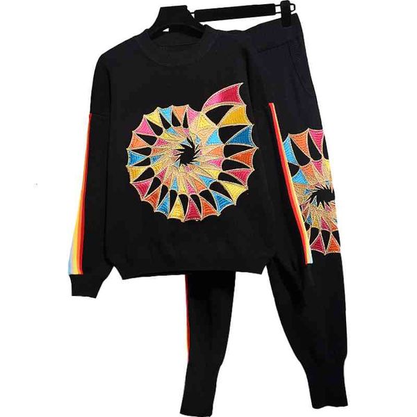 women's two piece pants autumn women fashion embroidery loose knitted sweater + casual outfits student knit sets g509, White
women's two piece pants autumn women fashion embroidery loose knitted sweater + casual outfits student knit sets g509, White
