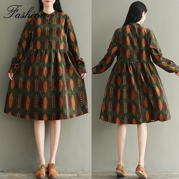 casual dresses 2021 spring autumn women corduroy dress stand collar full sleeve printed vintage loose cute vestidos robe femm 2xl, Black;gray
casual dresses 2021 spring autumn women corduroy dress stand collar full sleeve printed vintage loose cute vestidos robe femm 2xl, Black;gray