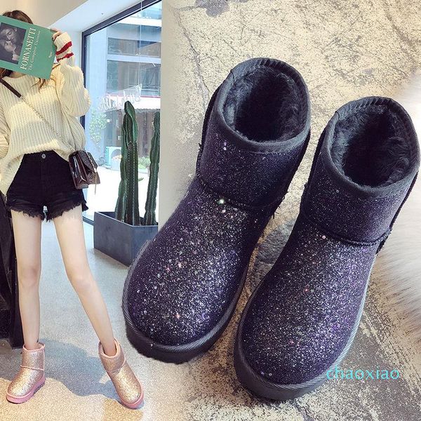 boots shoes woman winter sequined ankle flat women's snow thick short plus velvet padded waterproof luxury fashion, Black
boots shoes woman winter sequined ankle flat women's snow thick short plus velvet padded waterproof luxury fashion, Black