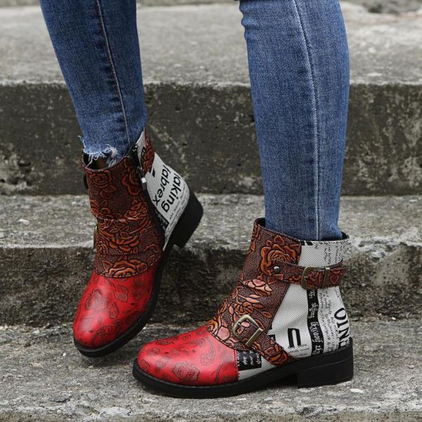 boots fashion retro stitching printed low heel ankle elegant zipper female pu leather square plus size 35-43, Black
boots fashion retro stitching printed low heel ankle elegant zipper female pu leather square plus size 35-43, Black