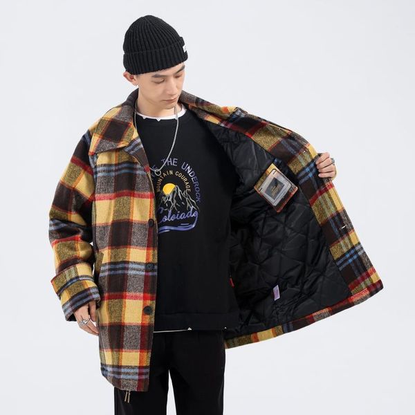 men's wool & blends 2021 winter cotton woolen coat, Black
men's wool & blends 2021 winter cotton woolen coat, Black