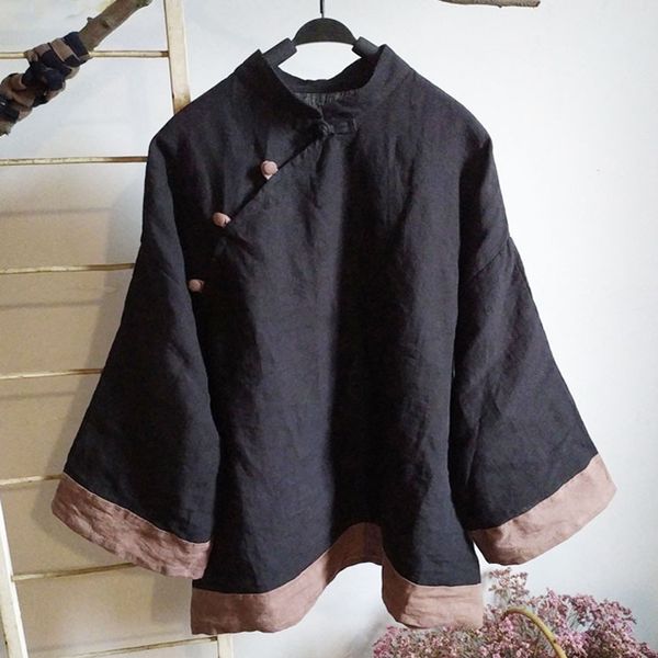 johnature women autumn black vintage shirts linen stand long sleeve button blouses patchwork color female shirts 210521, White
johnature women autumn black vintage shirts linen stand long sleeve button blouses patchwork color female shirts 210521, White