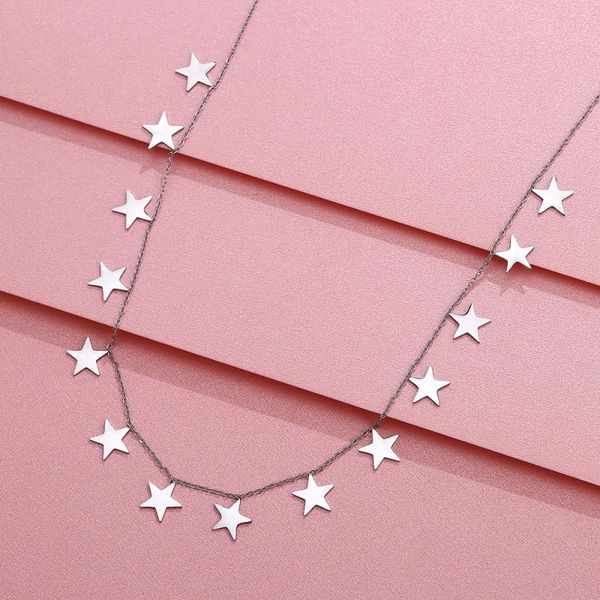 pendant necklaces women's choker necklace rose gold color stainless steel stars fashion jewelry accessories collier bijoux 2021, Silver
pendant necklaces women's choker necklace rose gold color stainless steel stars fashion jewelry accessories collier bijoux 2021, Silver