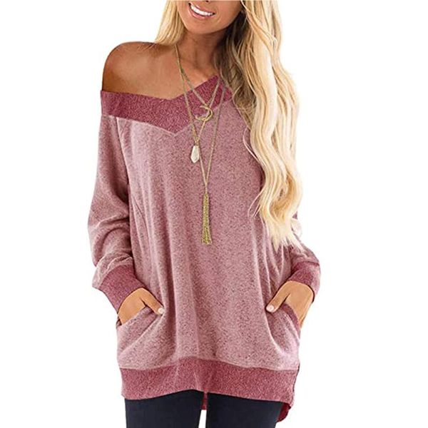 women's t-shirt womail blouse spring ladies casual color matching brushed long-sleeved pullover multicolor v-neck lazy oversize top, White
women's t-shirt womail blouse spring ladies casual color matching brushed long-sleeved pullover multicolor v-neck lazy oversize top, White