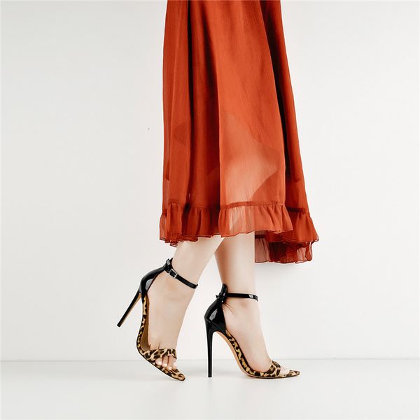 sandals women's 12cm ankle strap pointy open toe leopard sandals stilettos summer party thin heels, Black
sandals women's 12cm ankle strap pointy open toe leopard sandals stilettos summer party thin heels, Black