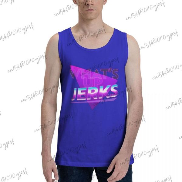 men' tank basquetbol retro 80' eighties what' up jerks blue ropa, White;black