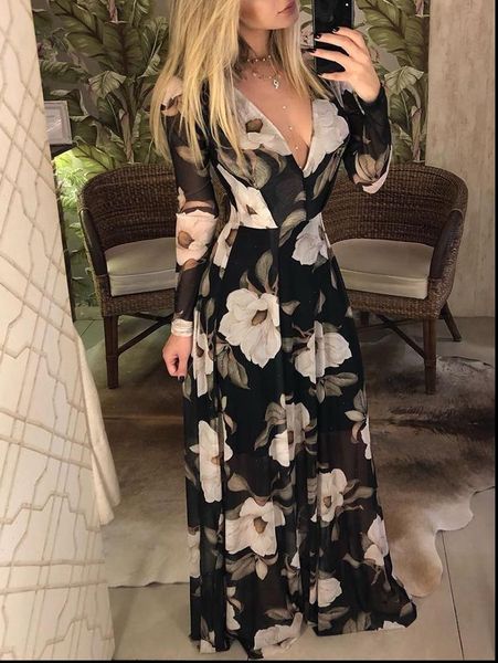 plus size party women dress long sleeve v neck floral boho womenmaxi clothing good quality, Black;gray
plus size party women dress long sleeve v neck floral boho womenmaxi clothing good quality, Black;gray