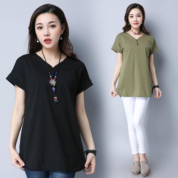 women's t-shirt summer women short sleeve v neck loose casual plain tshirt ladies tees -4xl plus size clothing, White
women's t-shirt summer women short sleeve v neck loose casual plain tshirt ladies tees -4xl plus size clothing, White