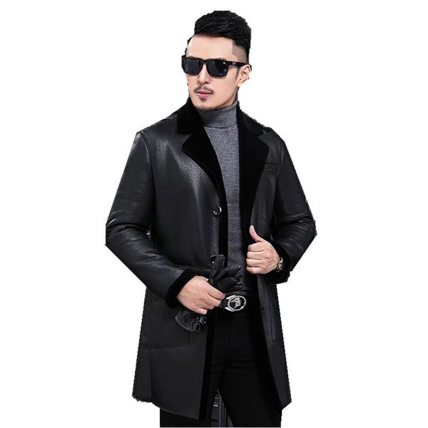 men's leather & faux genuine jacket winter natural wool liner coat men sheepskin veste homme hiver lj18f027 my785, Black
men's leather & faux genuine jacket winter natural wool liner coat men sheepskin veste homme hiver lj18f027 my785, Black