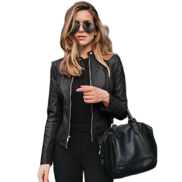 women's leather & faux sondr autumn winter women short coat fashion pu suit small casual jacket, Black
women's leather & faux sondr autumn winter women short coat fashion pu suit small casual jacket, Black