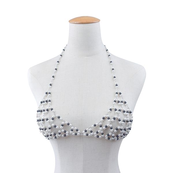 ingemark white black imitation pearl beads body beach bikini harness bra chain necklace bralette jewelry for women, Silver
ingemark white black imitation pearl beads body beach bikini harness bra chain necklace bralette jewelry for women, Silver